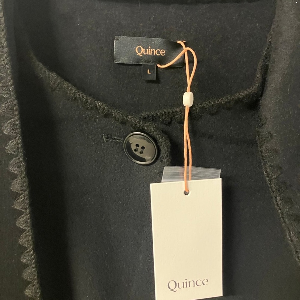 Quince Double-Faced Merino Wool Scarf Coat Black - Picture 5 of 7